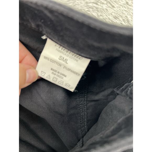 Brandy Melville Black Corduroy Mini Skirt Button Front A-Line Y2K Soft Stretch S - Picture 5 of 5